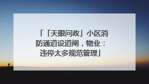 「天眼问政」小区消防通道设道闸，物业：违停太多规范管理