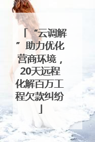 “云调解”助力优化营商环境，20天远程化解百万工程欠款纠纷