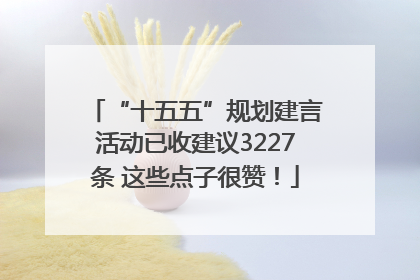 “十五五”规划建言活动已收建议3227条 这些点子很赞！
