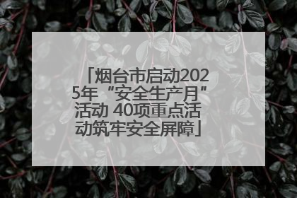 烟台市启动2025年“安全生产月”活动 40项重点活动筑牢安全屏障