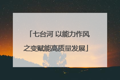 七台河 以能力作风之变赋能高质量发展
