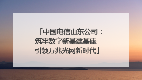 中国电信山东公司：筑牢数字新基建基座 引领万兆光网新时代