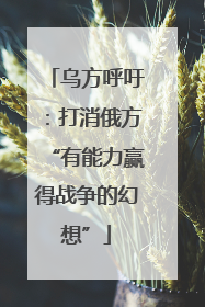 乌方呼吁:打消俄方“有能力赢得战争的幻想”