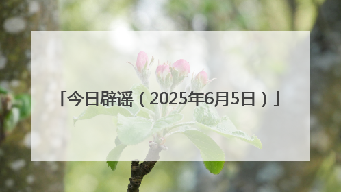 今日辟谣（2025年6月5日）