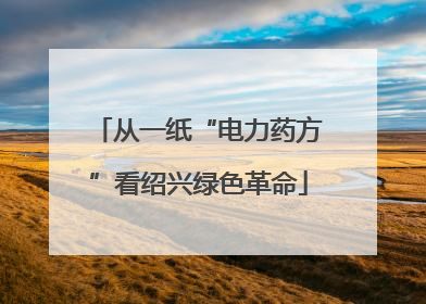 从一纸“电力药方”看绍兴绿色革命