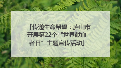 传递生命希望：庐山市开展第22个“世界献血者日”主题宣传活动