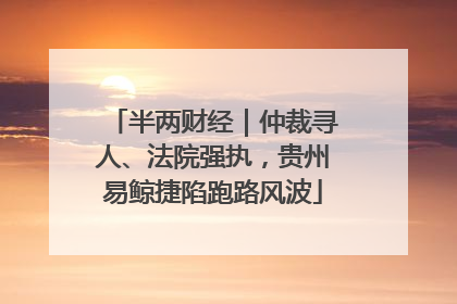半两财经｜仲裁寻人、法院强执，贵州易鲸捷陷跑路风波