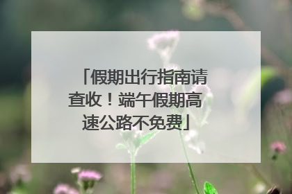 假期出行指南请查收！端午假期高速公路不免费