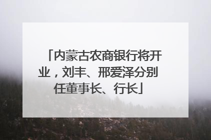 内蒙古农商银行将开业，刘丰、邢爱泽分别任董事长、行长