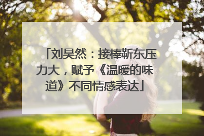 刘昊然：接棒靳东压力大，赋予《温暖的味道》不同情感表达