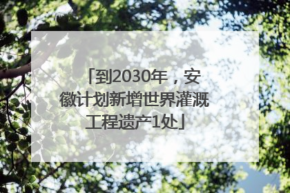 到2030年，安徽计划新增世界灌溉工程遗产1处