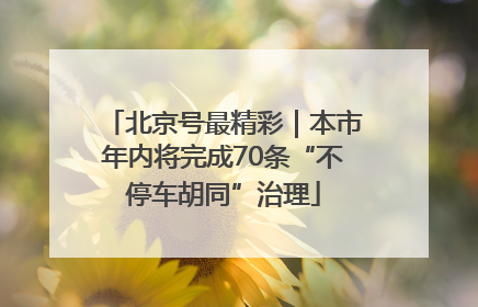 北京号最精彩｜本市年内将完成70条“不停车胡同”治理