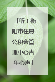 听！衡阳市住房公积金管理中心青年心声