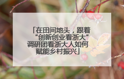 在田间地头，跟着“创新创业看浙大”调研团看浙大人如何赋能乡村振兴