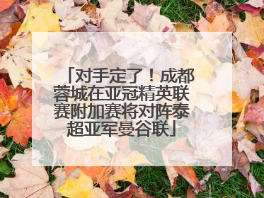 对手定了！成都蓉城在亚冠精英联赛附加赛将对阵泰超亚军曼谷联