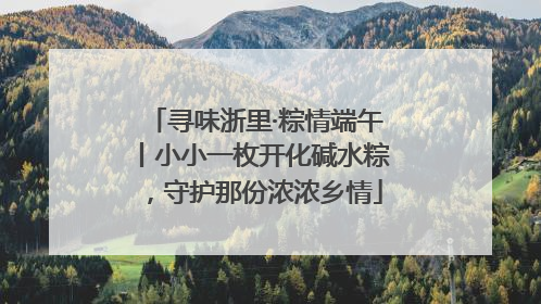寻味浙里·粽情端午丨小小一枚开化碱水粽，守护那份浓浓乡情