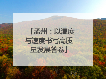 孟州：以温度与速度书写高质量发展答卷