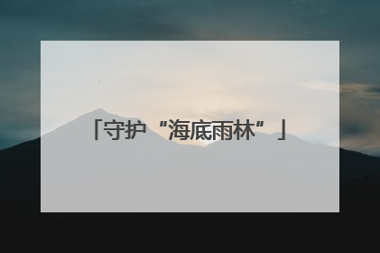 守护“海底雨林”