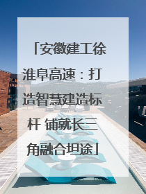 安徽建工徐淮阜高速：打造智慧建造标杆 铺就长三角融合坦途
