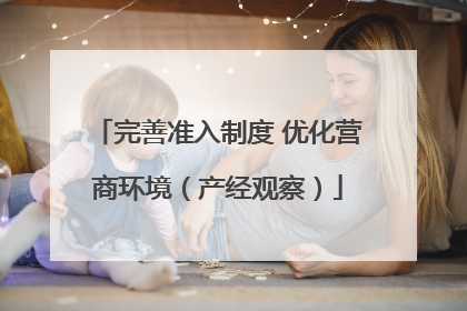 完善准入制度 优化营商环境（产经观察）