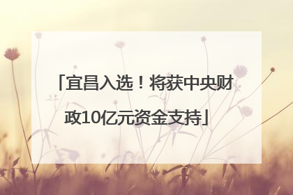宜昌入选！将获中央财政10亿元资金支持