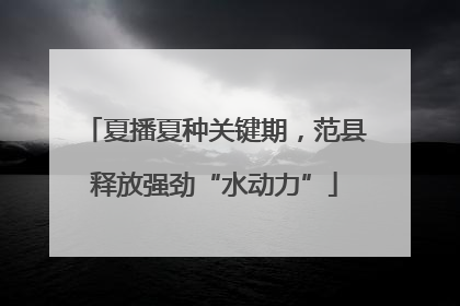 夏播夏种关键期，范县释放强劲“水动力”
