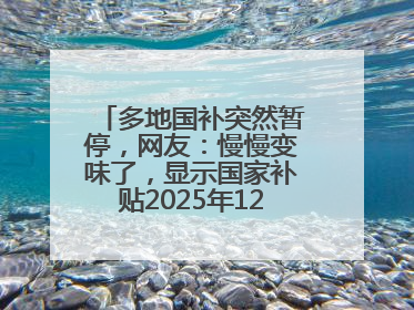 多地国补突然暂停，网友：慢慢变味了，显示国家补贴2025年12月31日结束