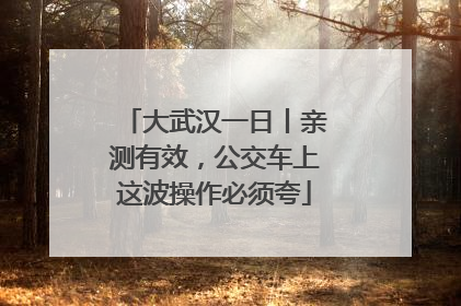 大武汉一日丨亲测有效，公交车上这波操作必须夸