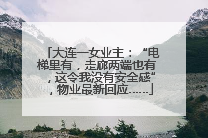 大连一女业主：“电梯里有，走廊两端也有，这令我没有安全感”，物业最新回应……