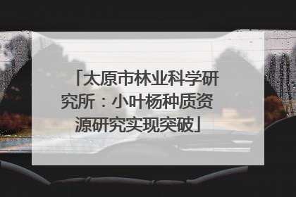 太原市林业科学研究所：小叶杨种质资源研究实现突破