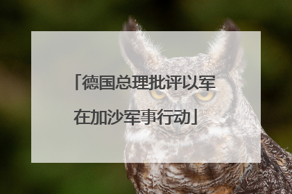 德国总理批评以军在加沙军事行动