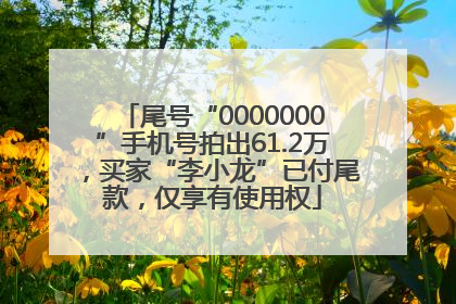 尾号“0000000”手机号拍出61.2万，买家“李小龙”已付尾款，仅享有使用权