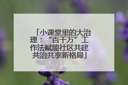 小课堂里的大治理：“百千万”工作法赋能社区共建共治共享新格局