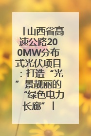 山西省高速公路200MW分布式光伏项目：打造“光”景靓丽的“绿色电力长廊”