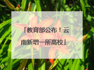 教育部公布！云南新增一所高校
