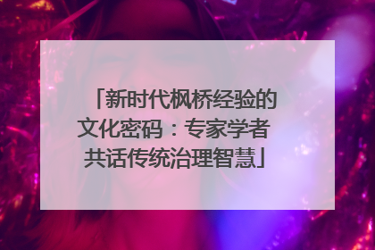 新时代枫桥经验的文化密码：专家学者共话传统治理智慧