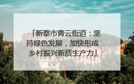 新泰市青云街道：坚持绿色发展，加快形成乡村振兴新质生产力