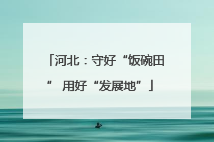 河北：守好“饭碗田” 用好“发展地”