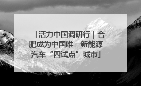 活力中国调研行｜合肥成为中国唯一新能源汽车“四试点”城市