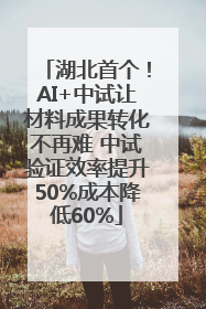 湖北首个！AI+中试让材料成果转化不再难 中试验证效率提升50%成本降低60%