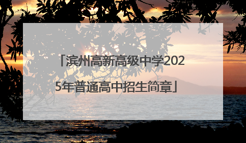 滨州高新高级中学2025年普通高中招生简章