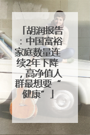 胡润报告：中国富裕家庭数量连续2年下降，高净值人群最想要“健康”