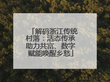 解码浙江传统村落：活态传承助力共富、数字赋能唤醒乡愁