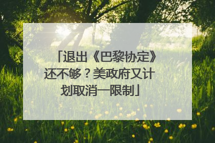 退出《巴黎协定》还不够？美政府又计划取消一限制