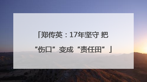 郑传英：17年坚守 把“伤口”变成“责任田”
