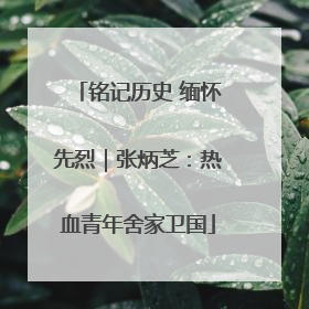 铭记历史 缅怀先烈｜张炳芝：热血青年舍家卫国