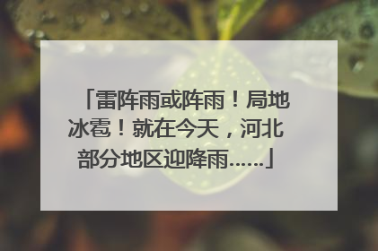 雷阵雨或阵雨！局地冰雹！就在今天，河北部分地区迎降雨……