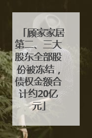 顾家家居第二、三大股东全部股份被冻结，债权金额合计约20亿元