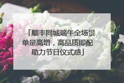顺丰同城端午全场景单量高增，高品质即配助力节日仪式感