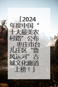 2024年度中国“十大最美农村路”公布，枣庄市台儿庄区“鲁风运河”古城文化廊道上榜！